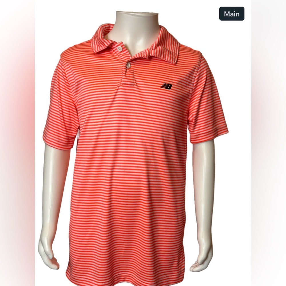 New Balance- Orange Striped T-shirt Collared (size 10)